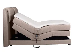 Ensemble complet boxspring tête de lit + sommiers relaxation électrique + matelas + surmatelas - 2 x 80 x 200 cm - Tissu - Beige