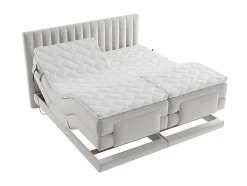 Ensemble complet boxspring tête de lit coutures verticales + sommiers relaxation électrique + matelas + surmatelas - 2 x 80 x 200
