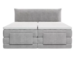 Ensemble complet boxspring tête de lit + sommiers relaxation électrique + matelas + surmatelas - 2 x 90 x 200 cm - Tissu - Gris