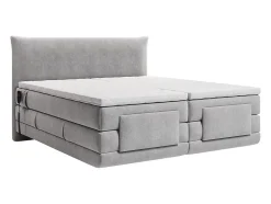 Ensemble complet boxspring tête de lit + sommiers relaxation électrique + matelas + surmatelas - 2 x 90 x 200 cm - Tissu - Gris