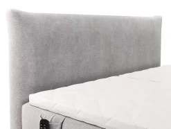 Ensemble complet boxspring tête de lit + sommiers relaxation électrique + matelas + surmatelas - 2 x 90 x 200 cm - Tissu - Gris