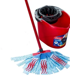 Ensemble complet de seau avec balai à franges, poignée et essoreuse torsion, capacité 10 L