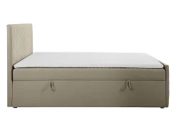 Ensemble complet literie déco tête de lit + sommiers coffre + matelas + surmatelas - 160 x 200 cm - Velours - Taupe - MAKANA de