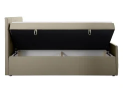 Ensemble complet literie déco tête de lit + sommiers coffre + matelas + surmatelas - 160 x 200 cm - Velours - Taupe - MAKANA de