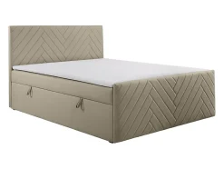 Ensemble complet literie déco tête de lit + sommiers coffre + matelas + surmatelas - 180 x 200 cm - Velours - Taupe - MAKANA de