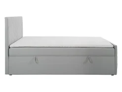 Ensemble complet literie déco tête de lit + sommiers coffre + matelas + surmatelas - 180 x 200 cm - Velours - Gris clair - MAKANA