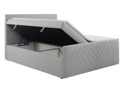 Ensemble complet literie déco tête de lit + sommiers coffre + matelas + surmatelas - 180 x 200 cm - Velours - Gris clair - MAKANA