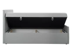 Ensemble complet literie déco tête de lit + sommiers coffre + matelas + surmatelas - 180 x 200 cm - Velours - Gris clair - MAKANA