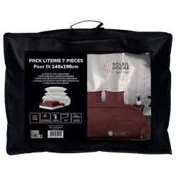 Ensemble couette et parure 7 Pièces BOHEME brique pour lit en 140x190 cm, par Soleil d'ocre
