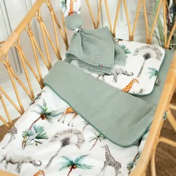 Ensemble couverture et coussin pour berceau et couffin Safari