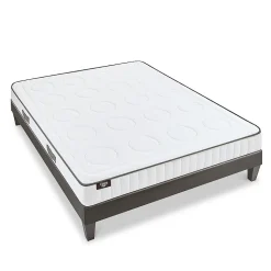 Ensemble Cristal 140x190 cm Matelas Mousse + Sommier Bois