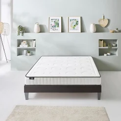 Ensemble Cristal 140x190 cm Matelas Mousse + Sommier Bois