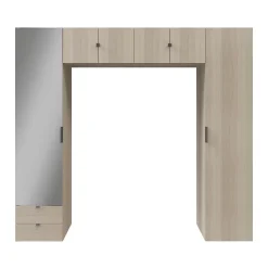 Ensemble de colonnes et caissons suspendus effet chêne avec miroir GoodHome Atomia H. 225 x L. 250 x P. 47 cm