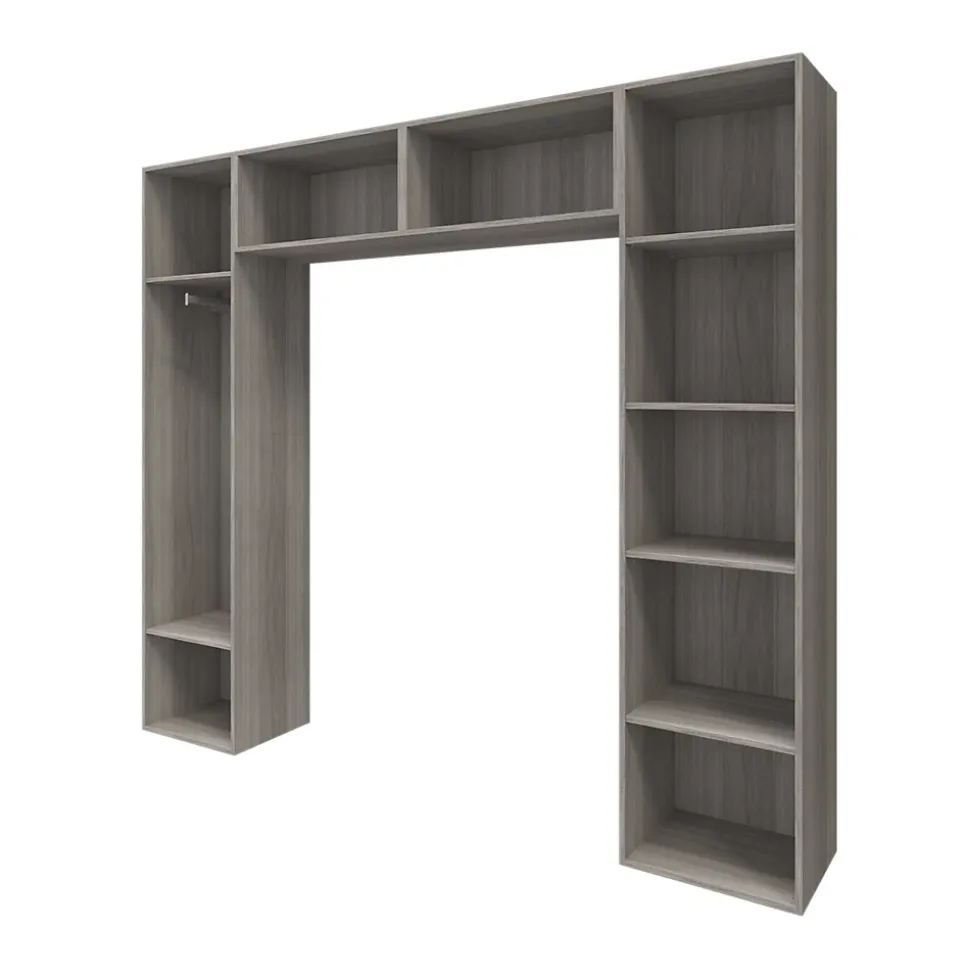 Ensemble de colonnes et caissons suspendus effet chêne grisé avec miroir GoodHome Atomia H. 225 x L. 250 x P. 47 cm