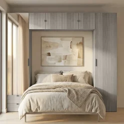 Ensemble de colonnes et caissons suspendus effet chêne grisé avec miroir GoodHome Atomia H. 225 x L. 250 x P. 47 cm