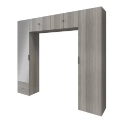 Ensemble de colonnes et caissons suspendus effet chêne grisé avec miroir GoodHome Atomia H. 225 x L. 250 x P. 47 cm