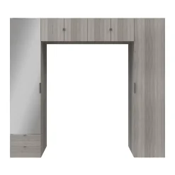 Ensemble de colonnes et caissons suspendus effet chêne grisé avec miroir GoodHome Atomia H. 225 x L. 250 x P. 47 cm