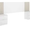 Ensemble de Tête de lit avec 2 tables de chevet de 2 tiroirs coloris imitation lamelles, blanc