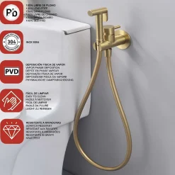 Ensemble douchette hygiénique WC SKY BATH or brossé PVD Inox S304 série HARMONY