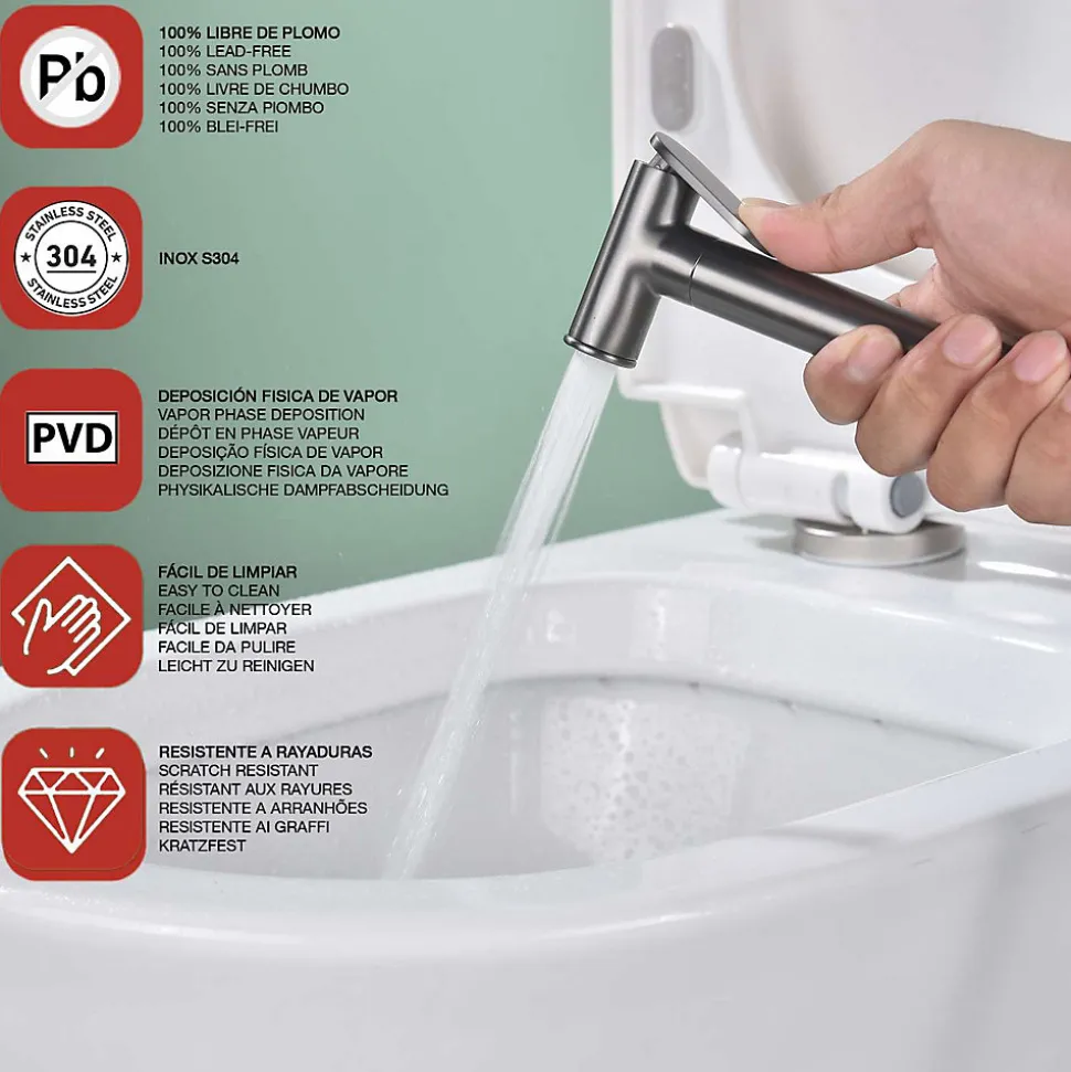 Ensemble douchette hygiénique WC SKY BATH black gun metal PVD Inox S304 série HARMONY