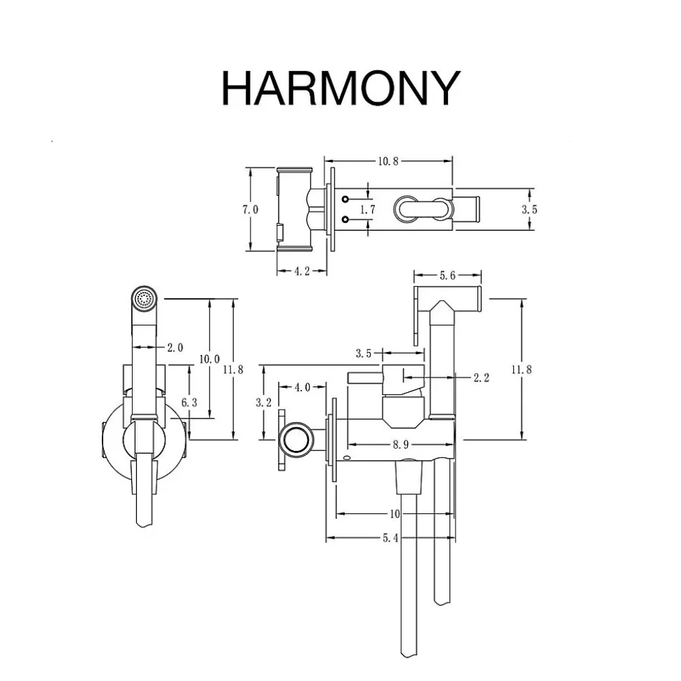 Ensemble douchette hygiénique WC SKY BATH black gun metal PVD Inox S304 série HARMONY