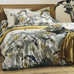 Ensemble draps et taie Toco (90x190 cm - Kaki)