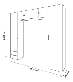 Ensemble en arche colonnes portes battantes et caissons suspendus blancs GoodHome Atomia H. 225 x L. 250 x P. 47 cm