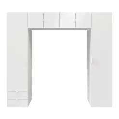 Ensemble en arche colonnes portes battantes et caissons suspendus blancs GoodHome Atomia H. 225 x L. 250 x P. 47 cm