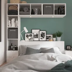 Ensemble en L colonne et caissons suspendus blancs GoodHome Atomia H. 187,5 x L. 187,5 x P. 37 cm