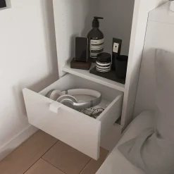 Ensemble en L colonne et caissons suspendus blancs GoodHome Atomia H. 187,5 x L. 187,5 x P. 37 cm