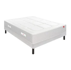 Ensemble Epeda L'INOUBLIABLE + Sommier Confort Medium + Pieds 90x200 Gris souris Ressorts