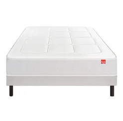 Ensemble Epeda L'INOUBLIABLE + Sommier Confort Medium + Pieds 90x200 Gris souris Ressorts