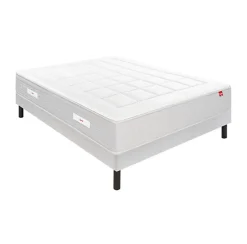 Ensemble Epeda L'ESCAPADE + Sommier Confort Medium + Pieds 200x200 Gris souris Ressorts et mousse à mémoire de forme