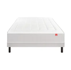 Ensemble Epeda L'ESCAPADE + Sommier Confort Medium + Pieds 200x200 Gris souris Ressorts et mousse à mémoire de forme