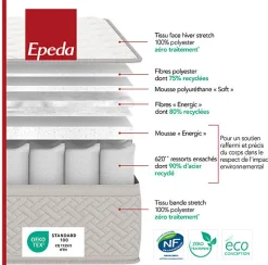 Ensemble Epeda L'AILLEURS + Sommier Escale + Pieds 140x190 Ressorts