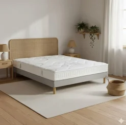 Ensemble Essenzia MORPHOZONE 200 + Sommier Tradition Graphic 13cm + Pieds 140x190 Latex