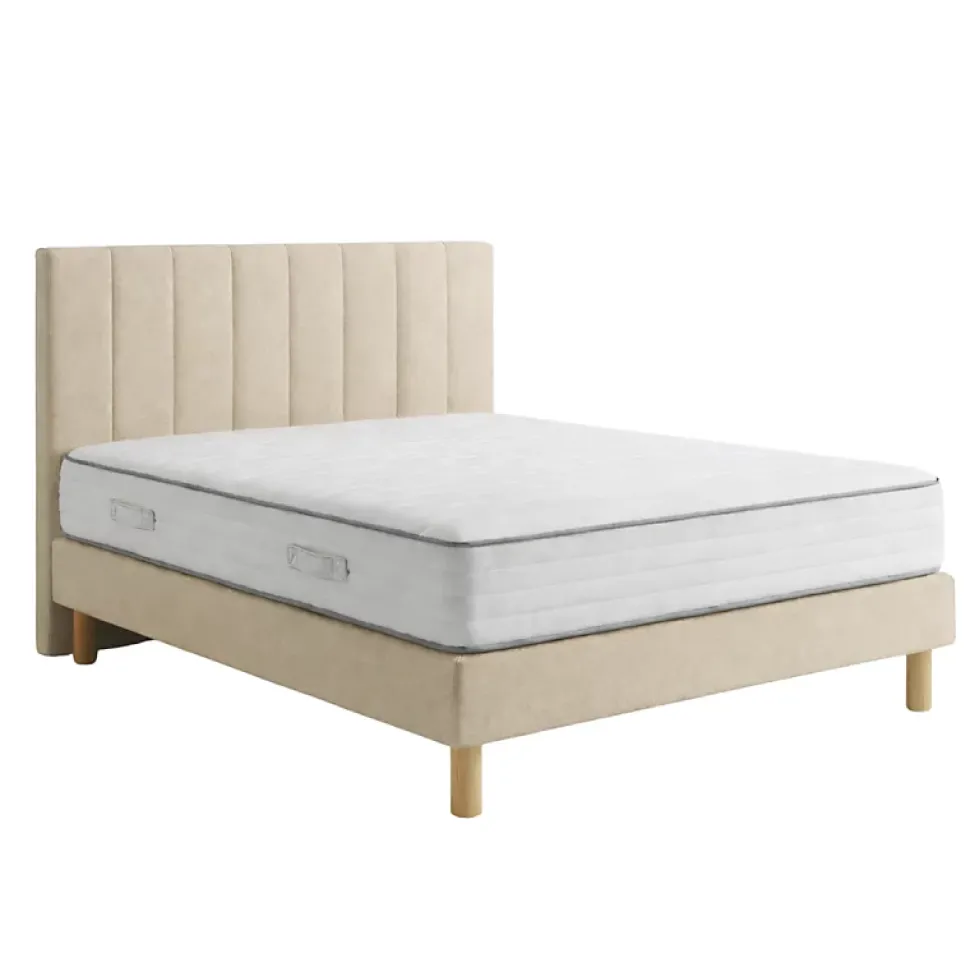 Ensemble Essenzia EXCEPTION 1000 + Sommier Tradition Graphic 13 cm + Pieds 180x220 Beige Ressorts