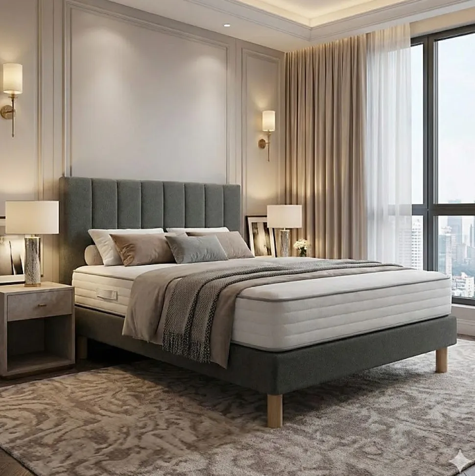 Ensemble Essenzia EXCEPTION 1000 + Sommier Tradition Graphic 13 cm + Pieds 160x190 Anthracite Ressorts