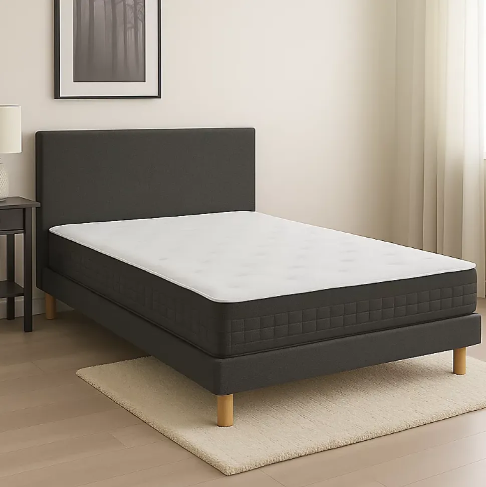 Ensemble Essenzia SENSATION EXTRA FERME 1000 + Sommier Graphic 13 cm + Pieds 180x210 Beige Ressorts