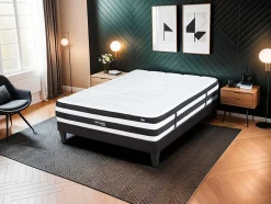 Ensemble Fontainebleau 90x190 cm Matelas Ressorts ensachés + Sommier Bois