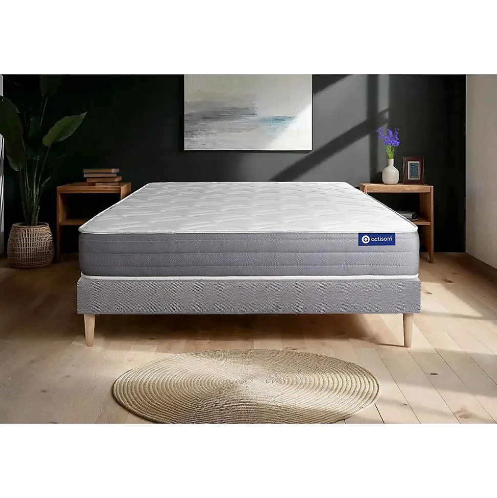 Ensemble Latex et mémoire de forme de confort Mi-ferme avec sommier kit