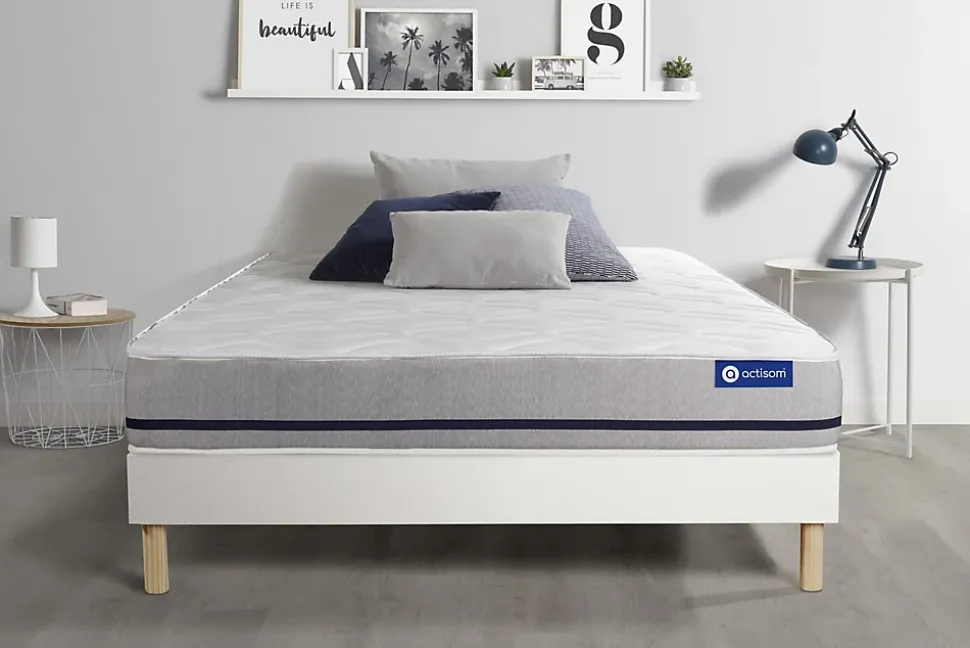 Ensemble Latex et mémoire de forme de confort Mi-ferme avec sommier kit