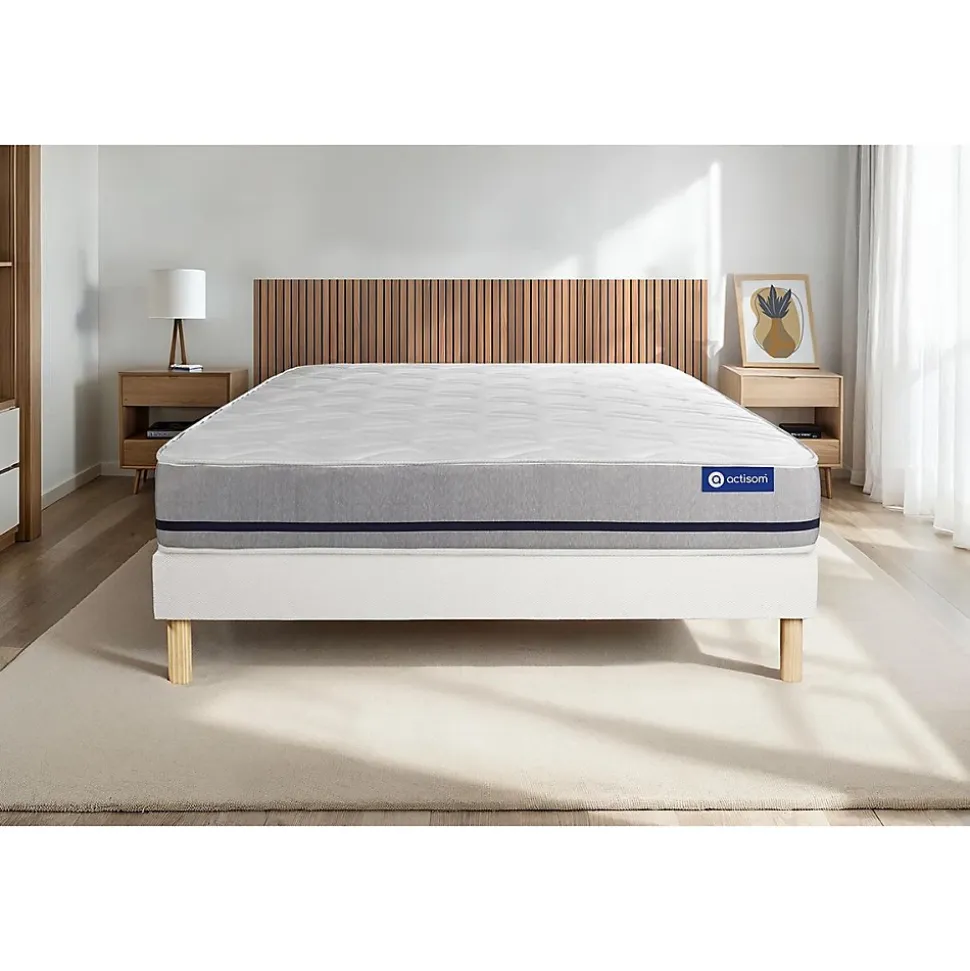 Ensemble Latex et mémoire de forme de confort Mi-ferme avec sommier kit