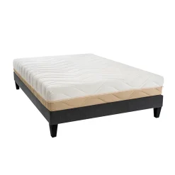 Ensemble Leman 140x190 cm Matelas Mousse + Sommier Bois