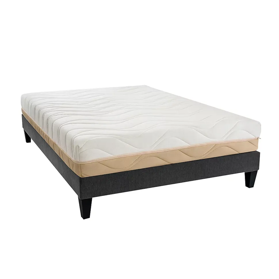 Ensemble Leman 140x190 cm Matelas Mousse + Sommier Bois