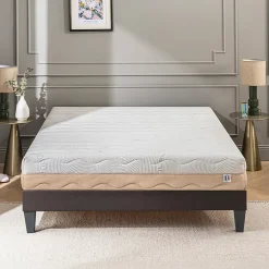 Ensemble Leman 140x190 cm Matelas Mousse + Sommier Bois