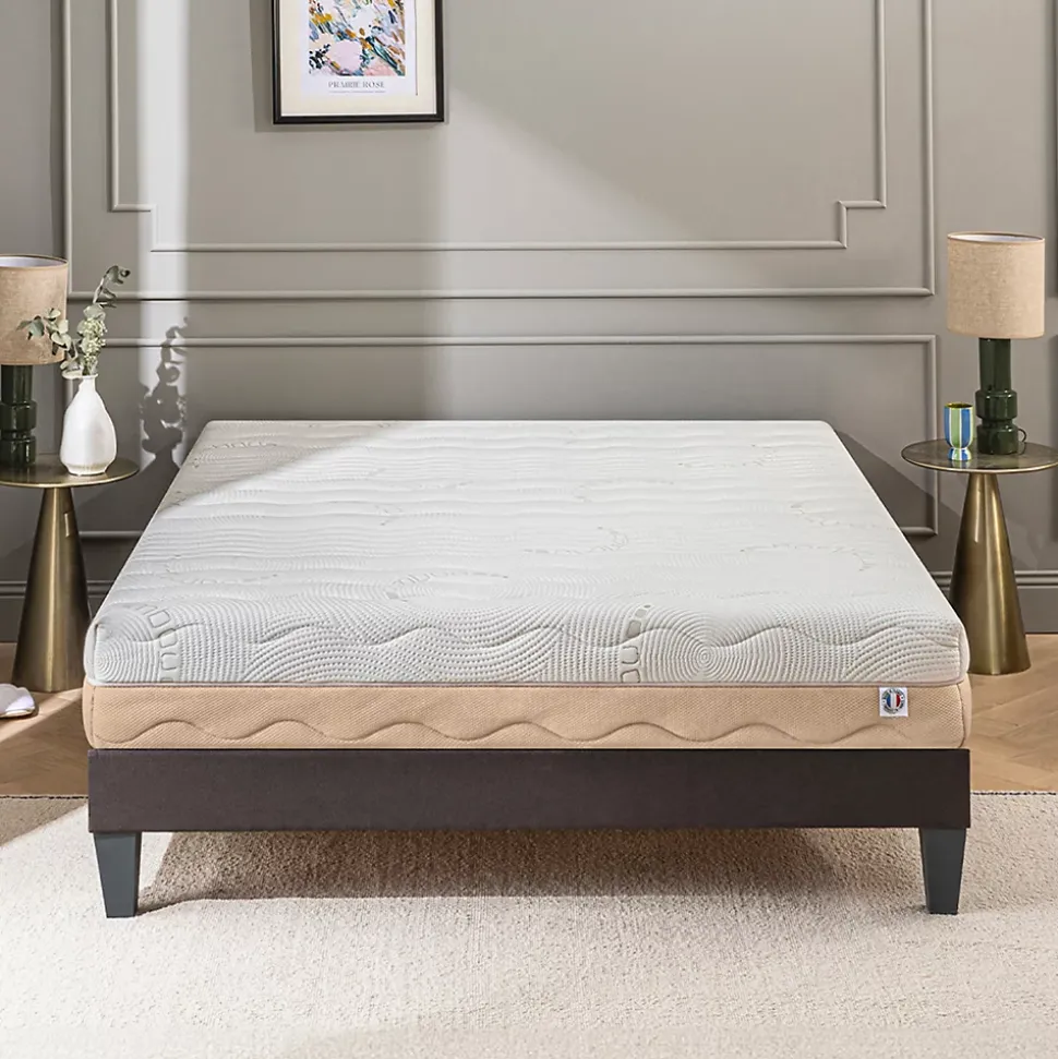 Ensemble Leman 140x190 cm Matelas Mousse + Sommier Bois