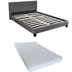 Ensemble Matelas + Lit 140x190 DUBLIN / Gris foncé