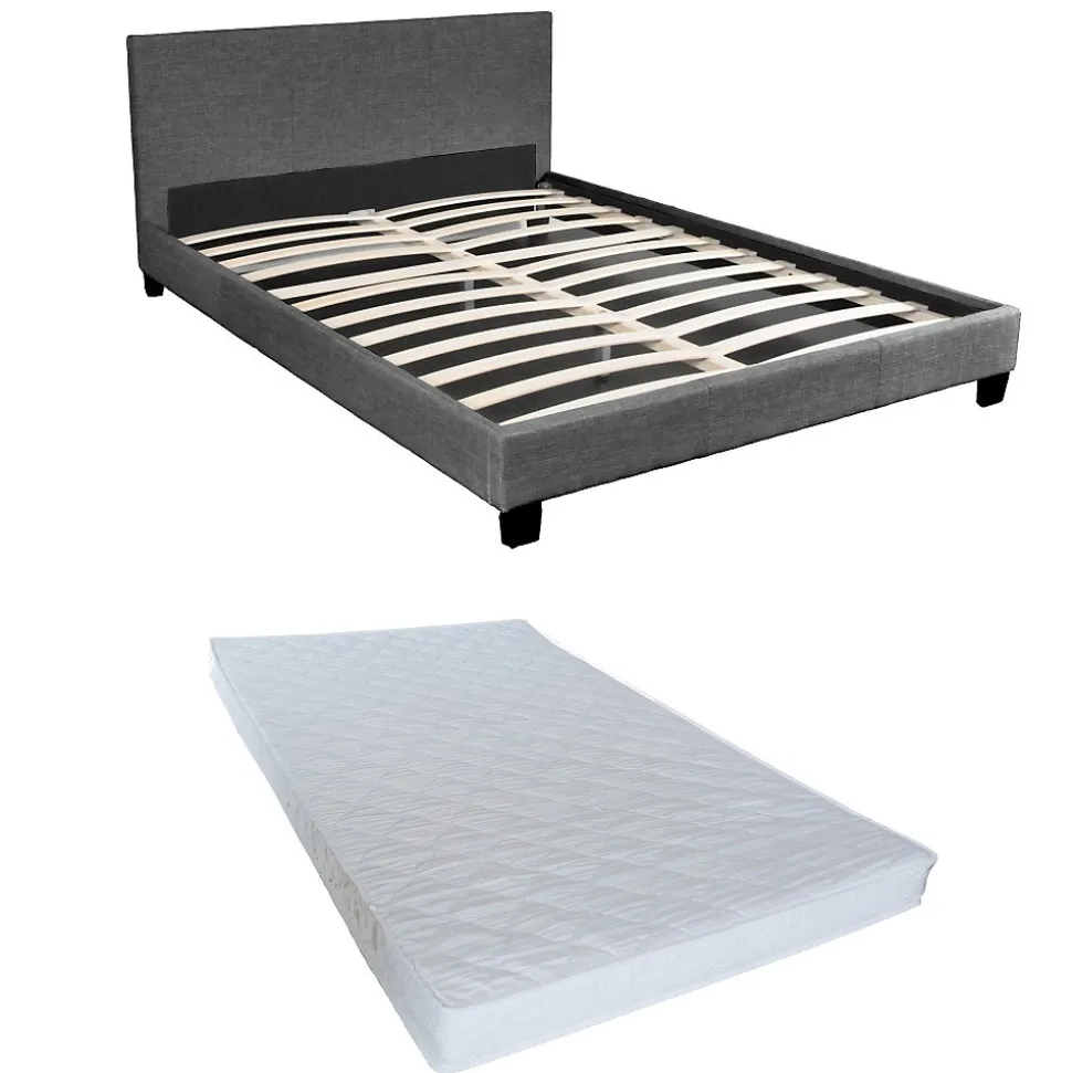 Ensemble Matelas + Lit 140x190 DUBLIN / Gris foncé