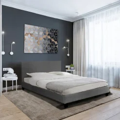 Ensemble Matelas + Lit 140x190 DUBLIN / Gris foncé